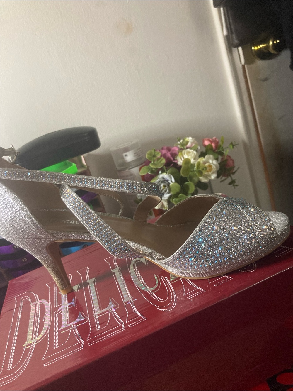 Silver Crystal Embellished Women’s Dress Heels